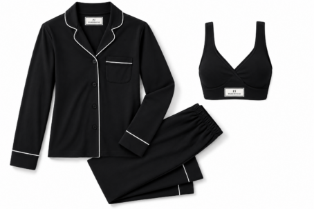 PJ Warehouse Black Winter Pyjamas & Sleeping Bra Set - Image 5