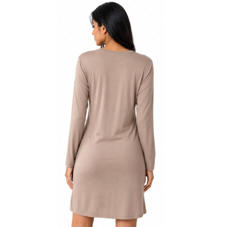 PJ Warehouse Women's Brown Long Sleeve Nightie - Image 2