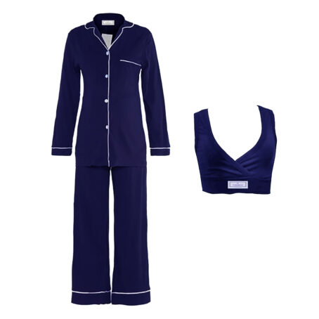 PJ Warehouse Navy Winter Pyjamas & Sleeping Bra Set - Image 5